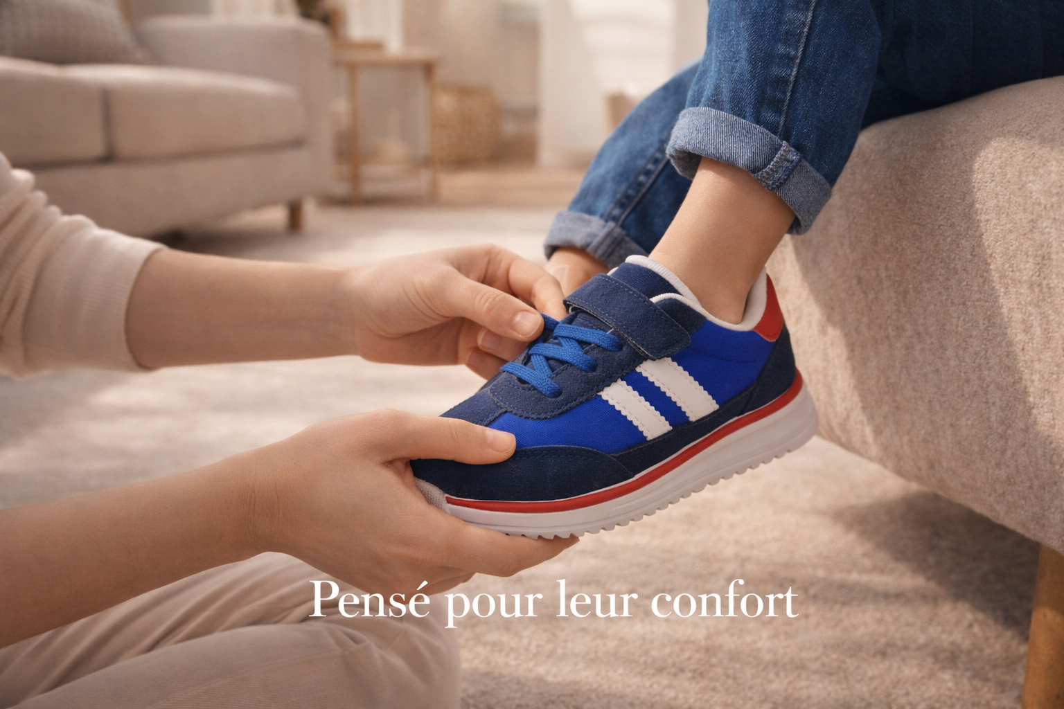 Basket enfant rétro bleu