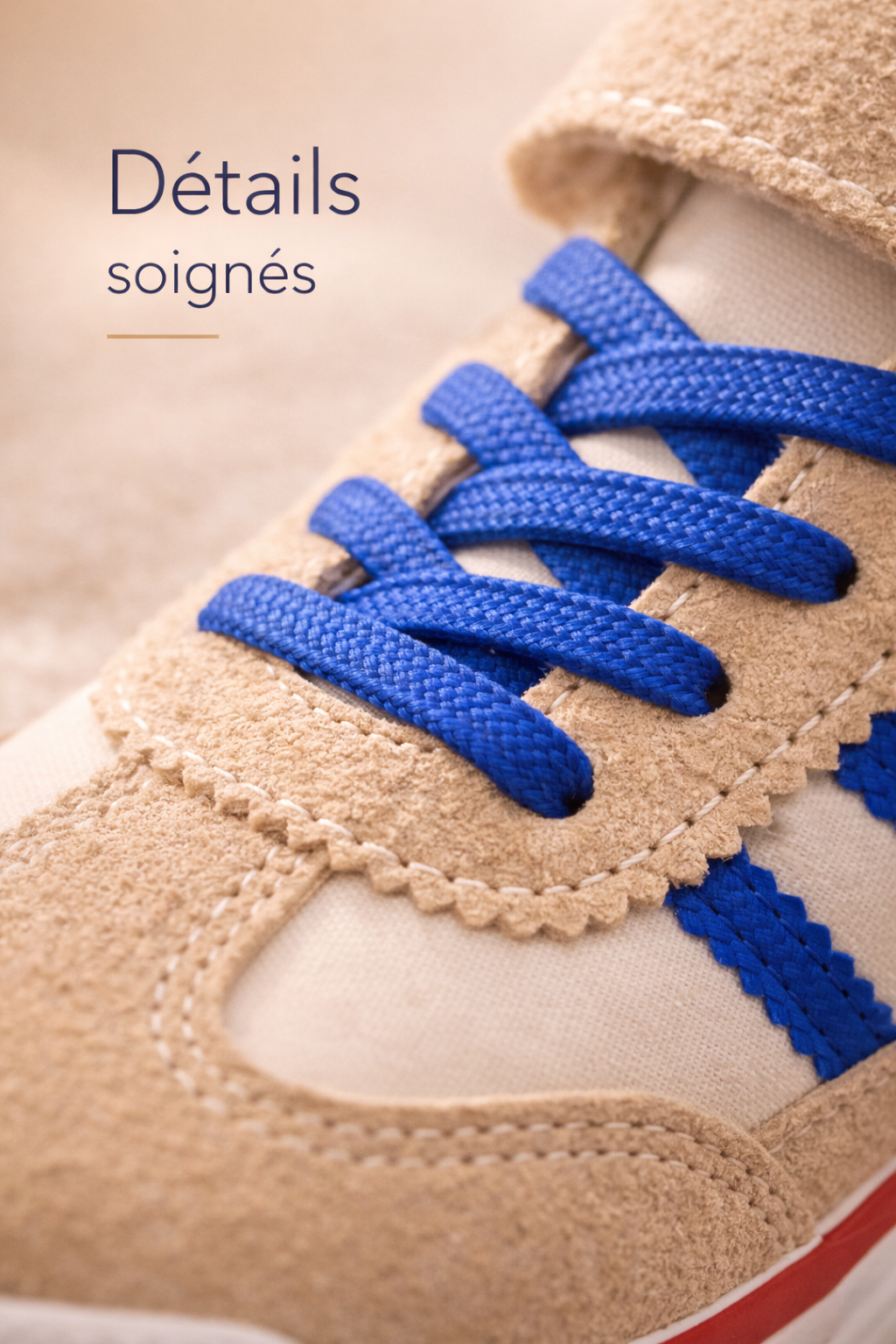 سبرديلة أطفال ريترو أنيقة باللون الأزرق والبيج 👟 30-33