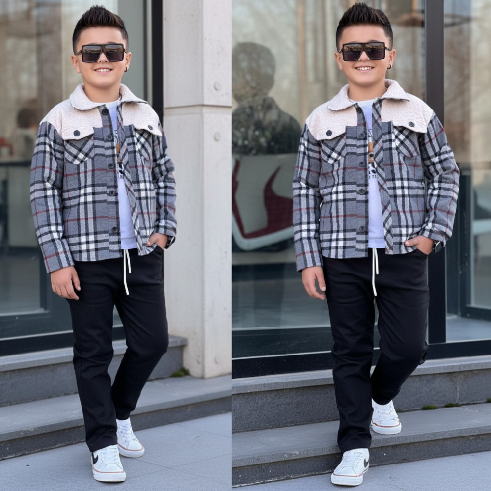 Veste Chemise Enfant à Carreaux