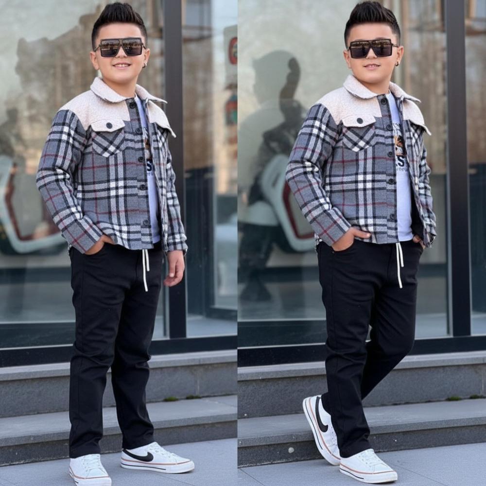 Veste Chemise Enfant à Carreaux