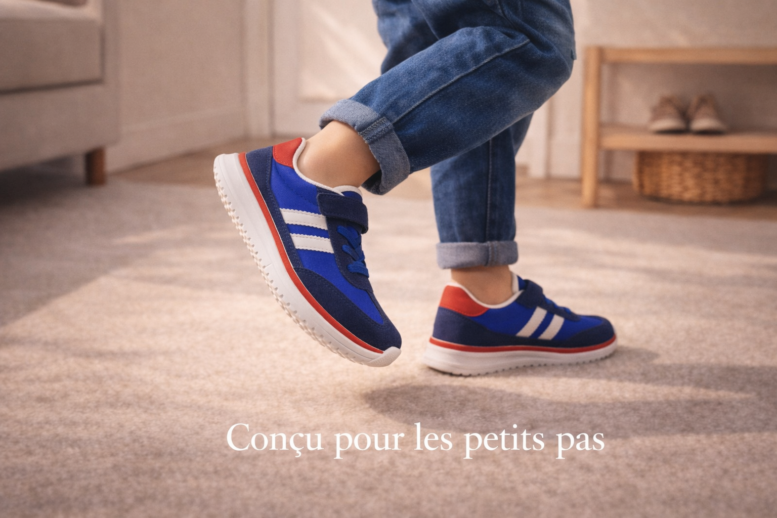Basket enfant rétro bleu