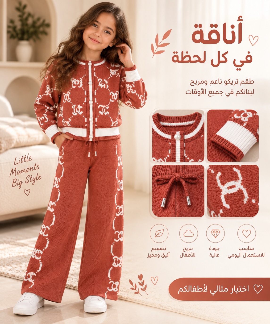 طقم بناتي Tricot قطعتين – موديل عصري