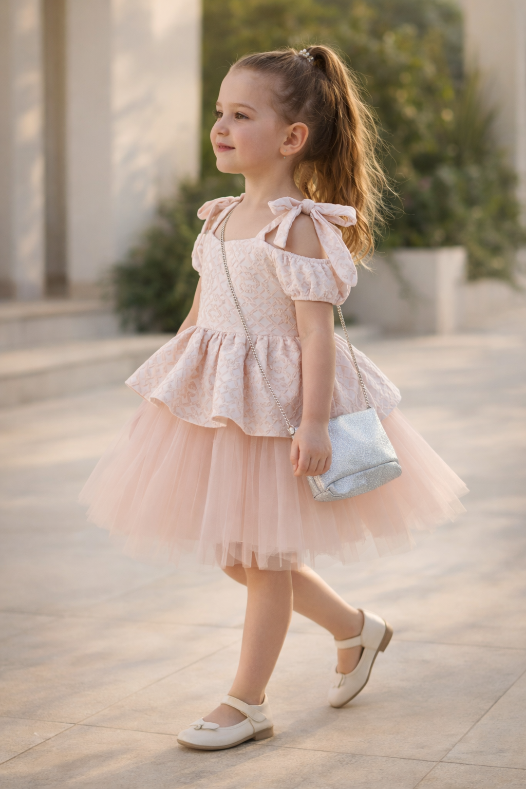 فستان بناتي فاخر وردي + صاك🎀