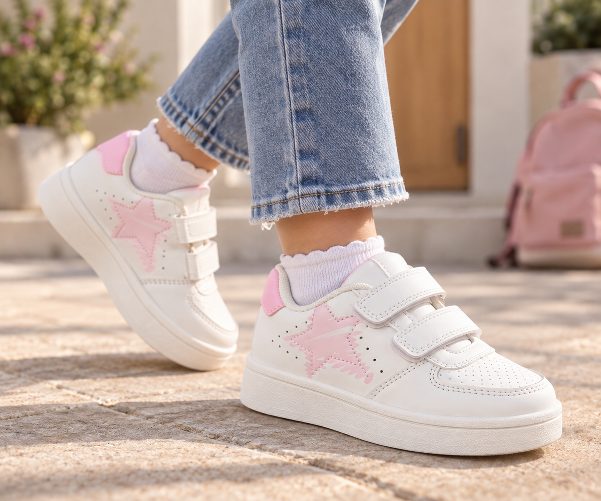 👟 سبرديلة بنات بيضاء و وردية – من 25 حتى 30
