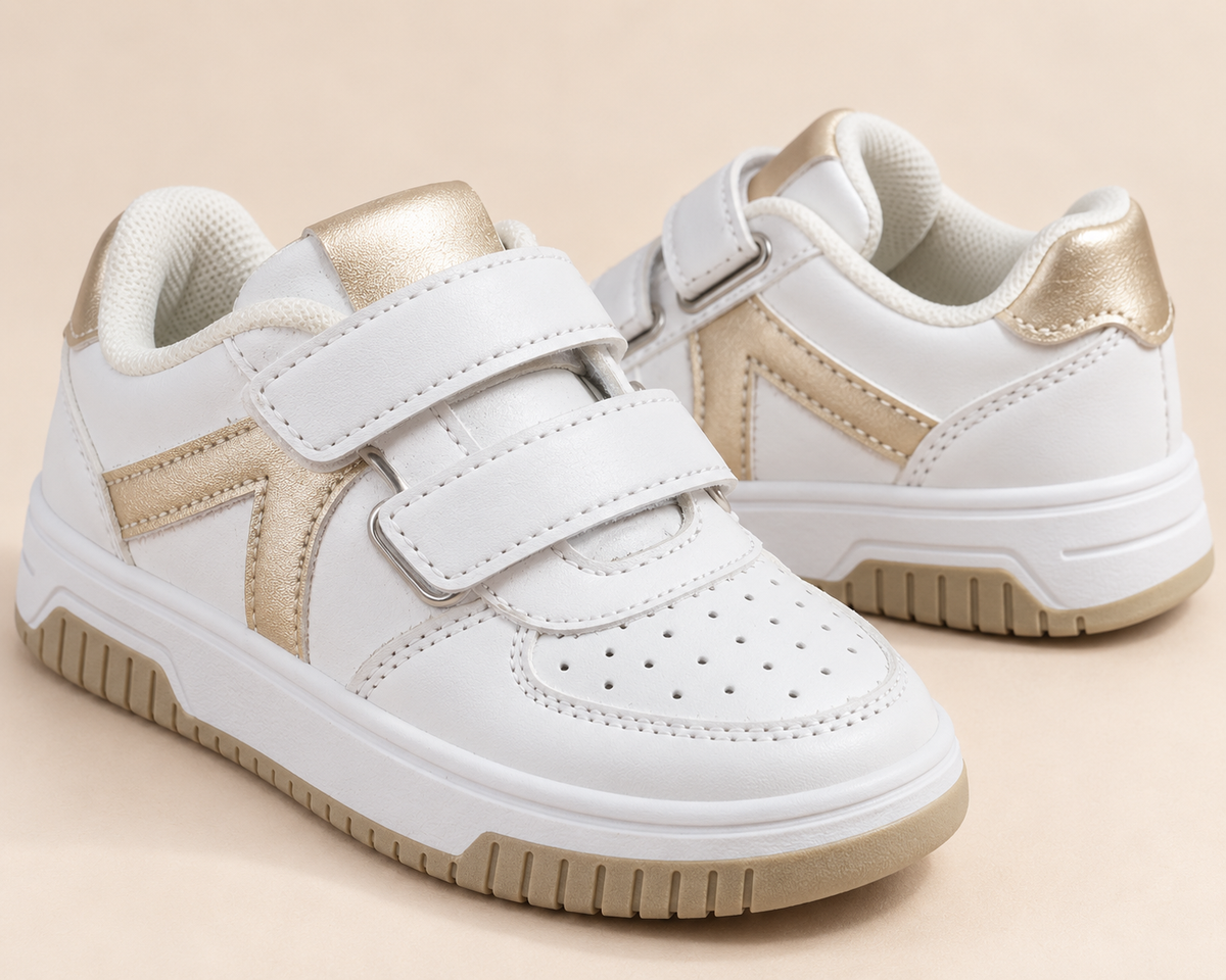 👟 سبرديلة بنات بيضاء وذهبية – من 25 حتى 35