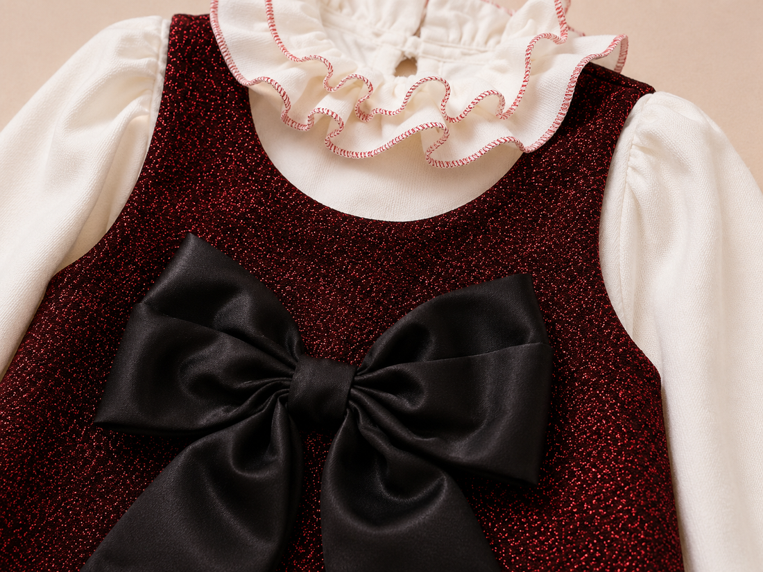 🍂 فستان بنات Bordeaux – Collection Automne | 2 حتى 5 سنوات